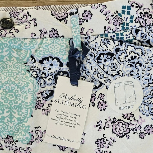 Paisley Floral Stretch Skort Womens Size 12 Pockets - Picture 2 of 7